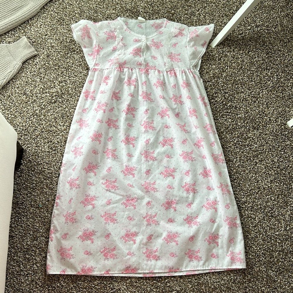 Vintage Pink Floral Short Nightgown Large - Picture 8 of 10